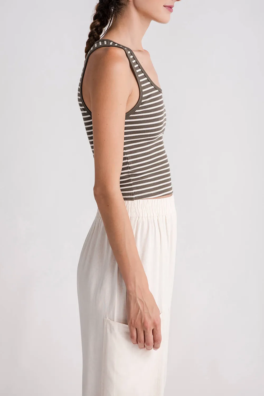 Z Supply Essy Stripe Ribbed Tank - grape leaf