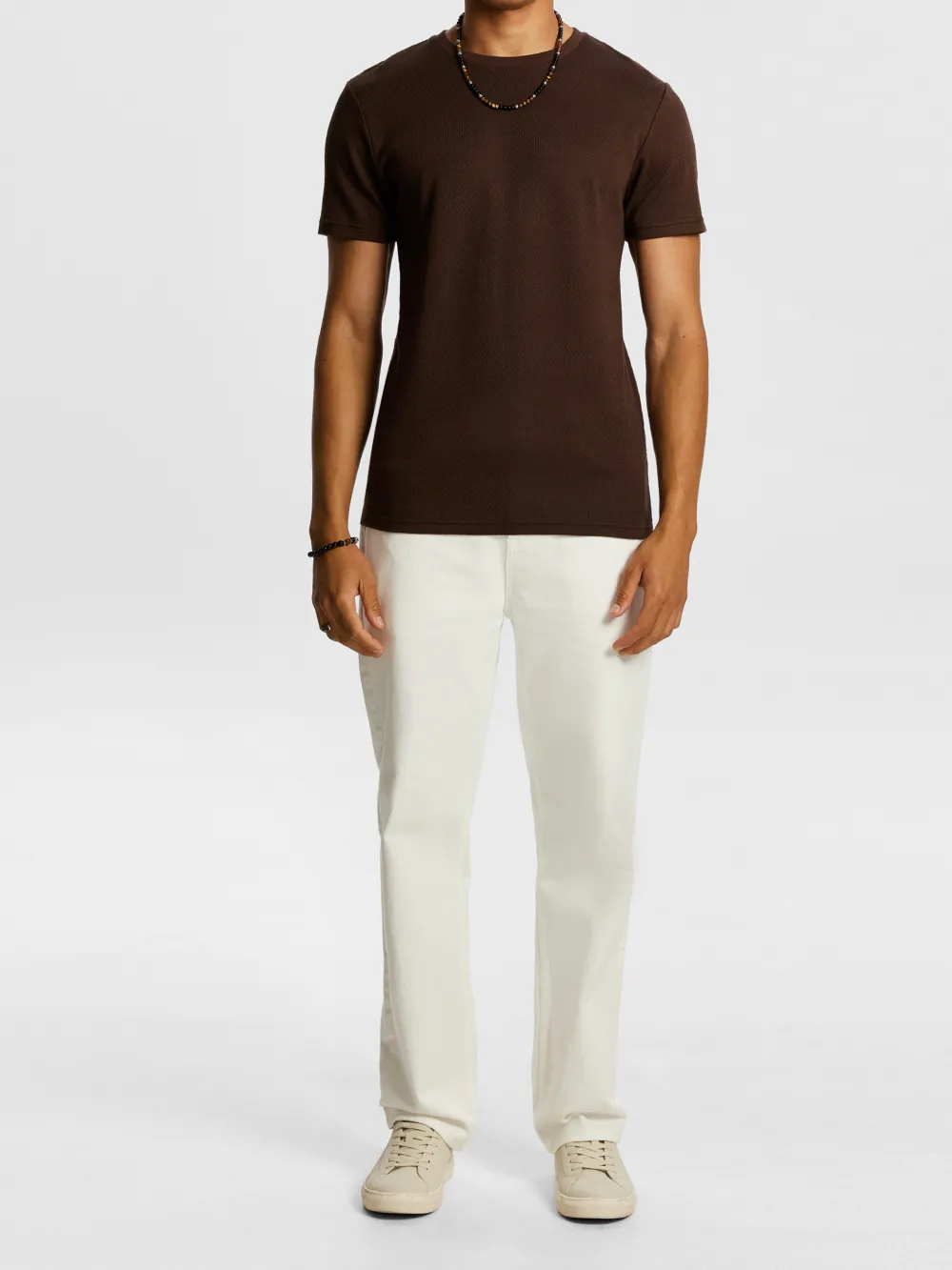 Solid Color Knit Short Sleeve T-Shirt