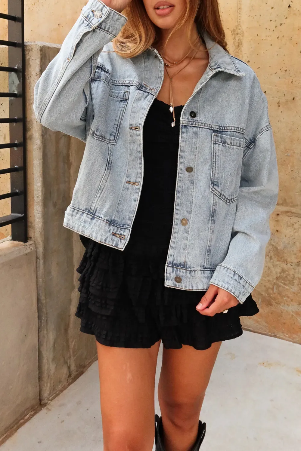 Button Up Dropped Shoulder Jacket
