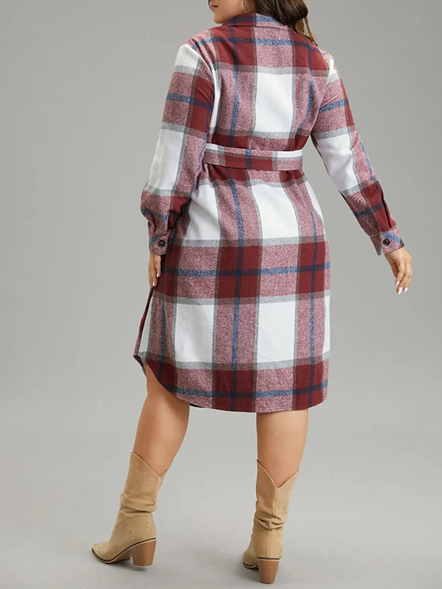 Elegant Senior Plaid Dress Midi Skirt