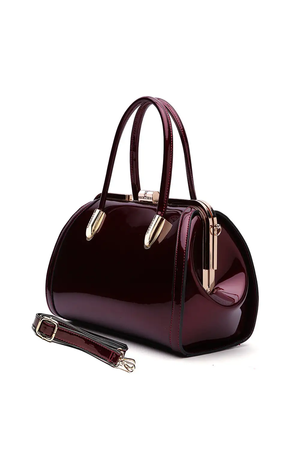 Modern Patent Leather Satchel Bag