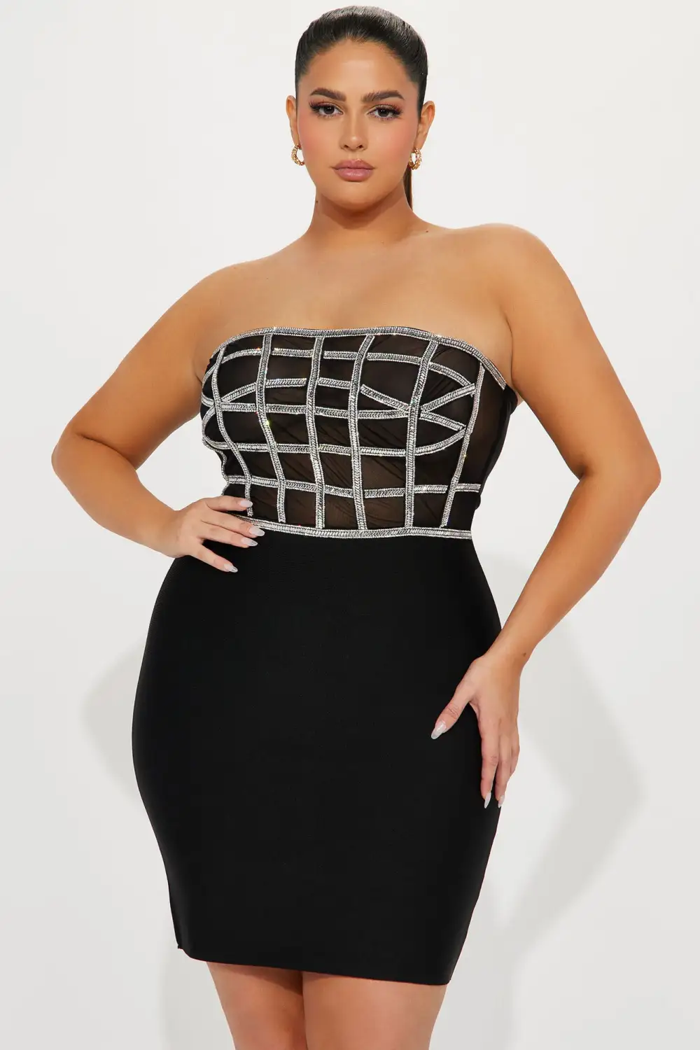Stacy Embellished Mini Dress - Black