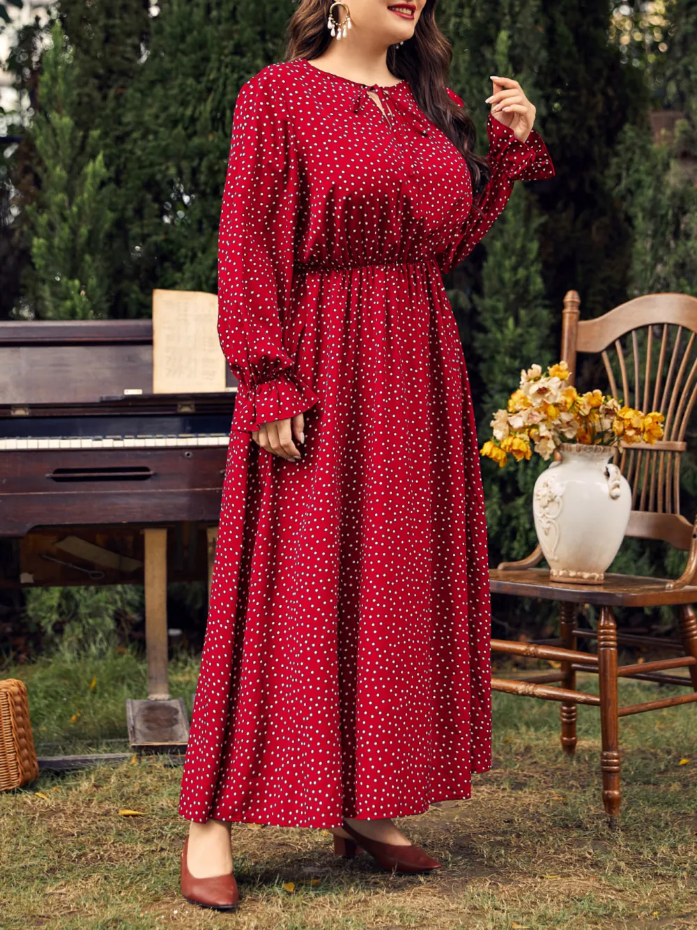 Polka Dot Loose Long Sleeve Dress