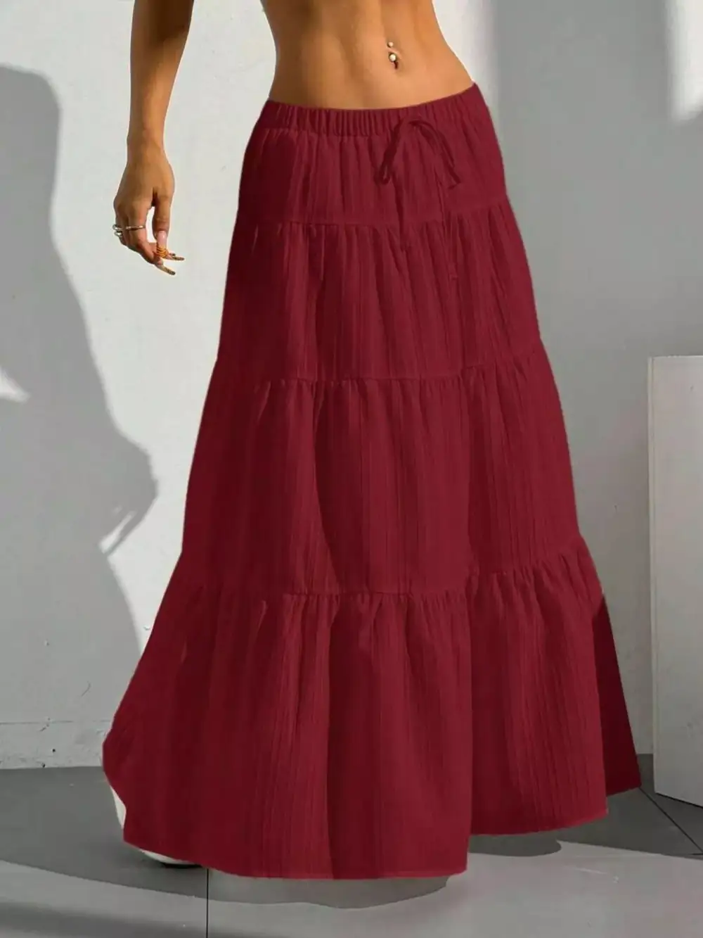 Modern Tiered Flowy Maxi Skirt