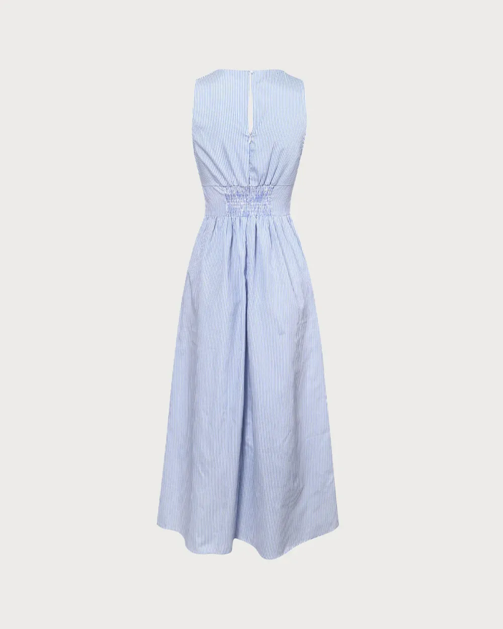 Deep V Neck Blue Dress