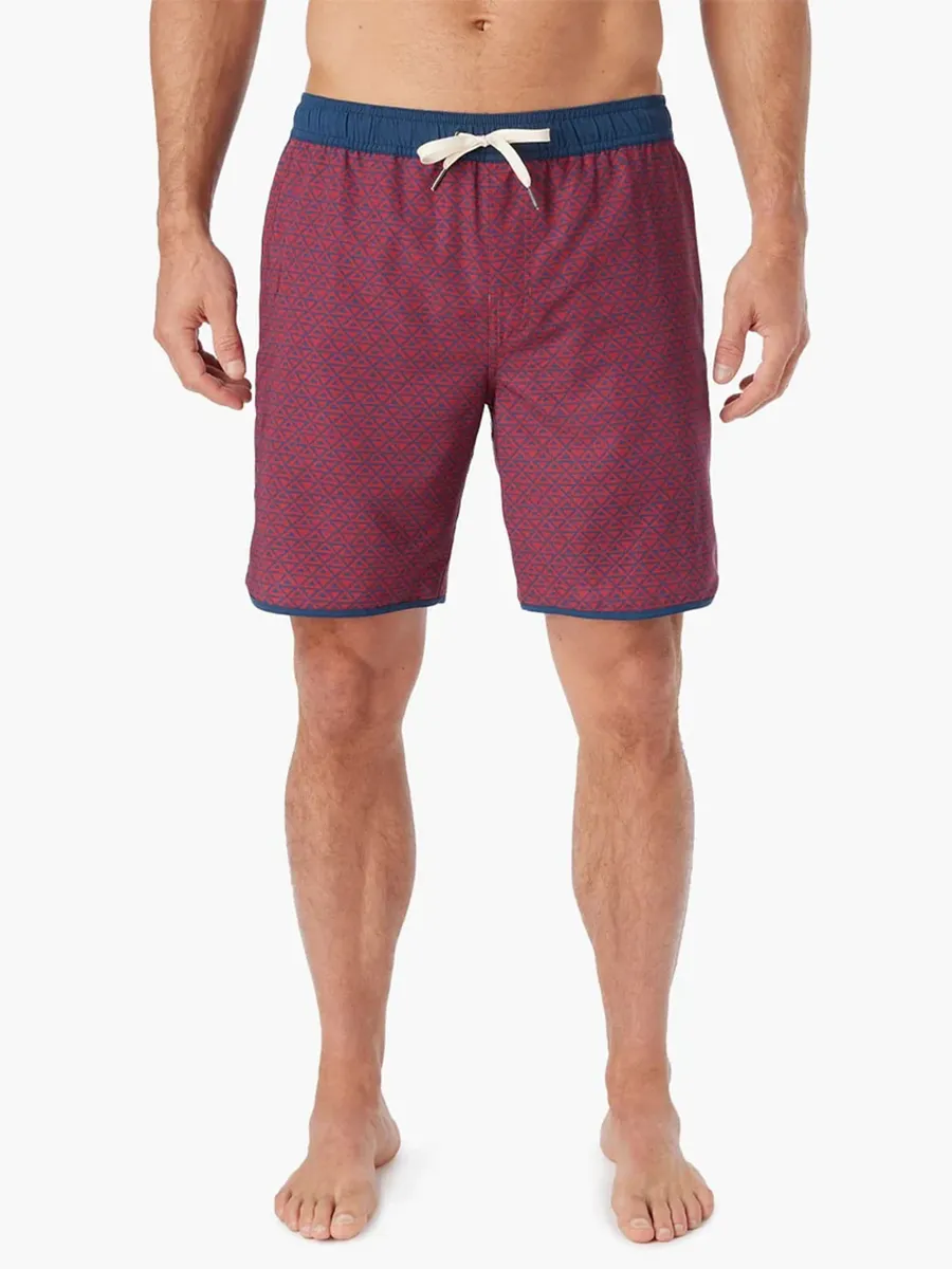 Men's Nautical Red Wave Geological Beach Shorts