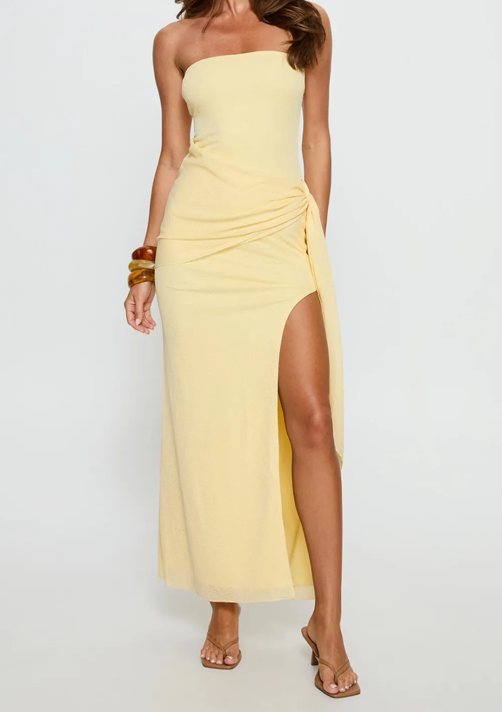 Scarf Detail Strapless Maxi Dress