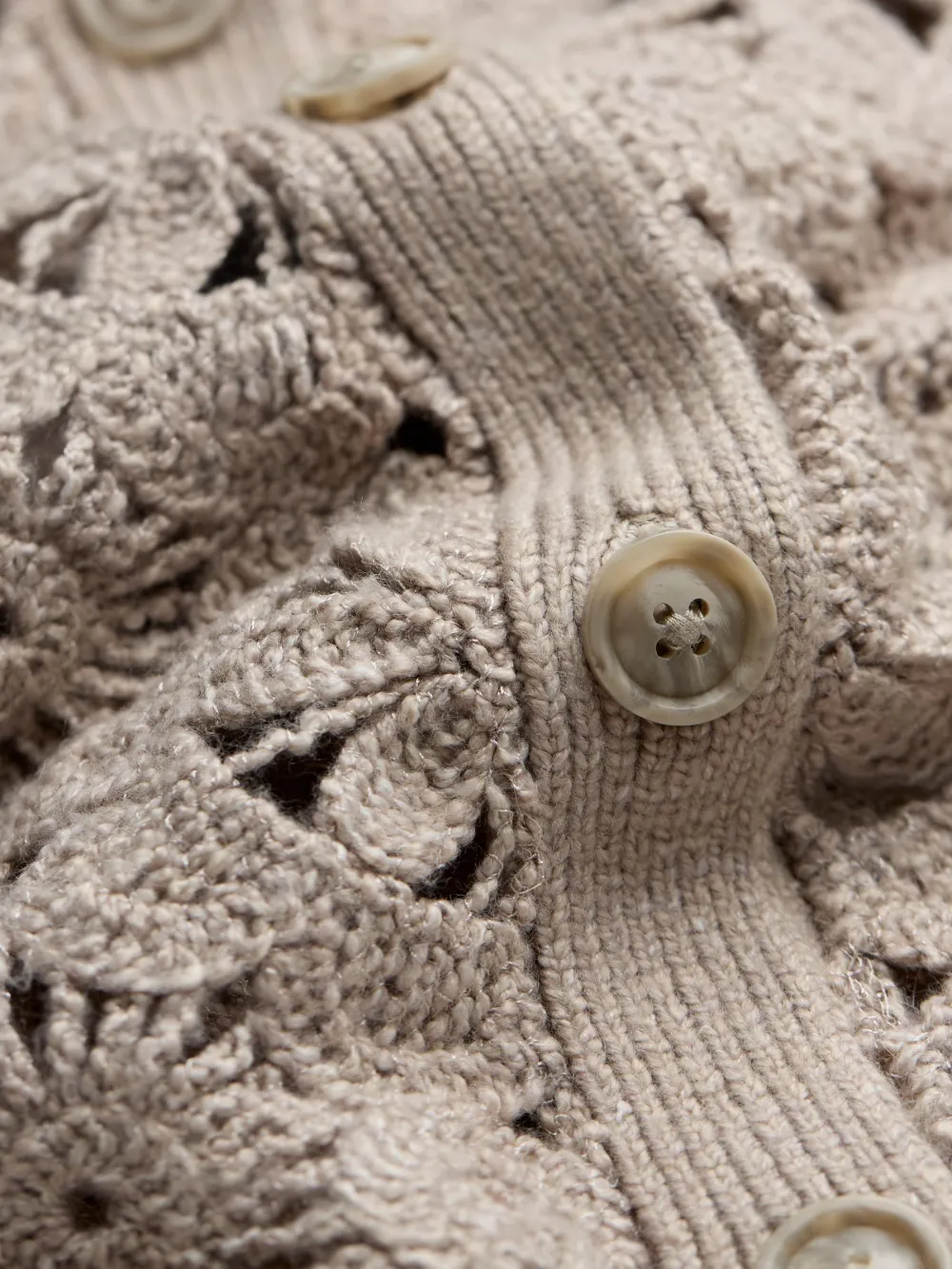 Dark Natural Cara Crochet Knitted Cardigan