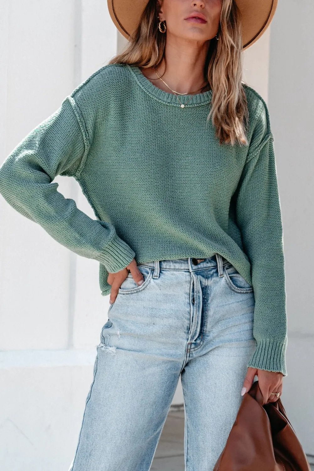 Everyday Fall Pullover Sweater - Sage