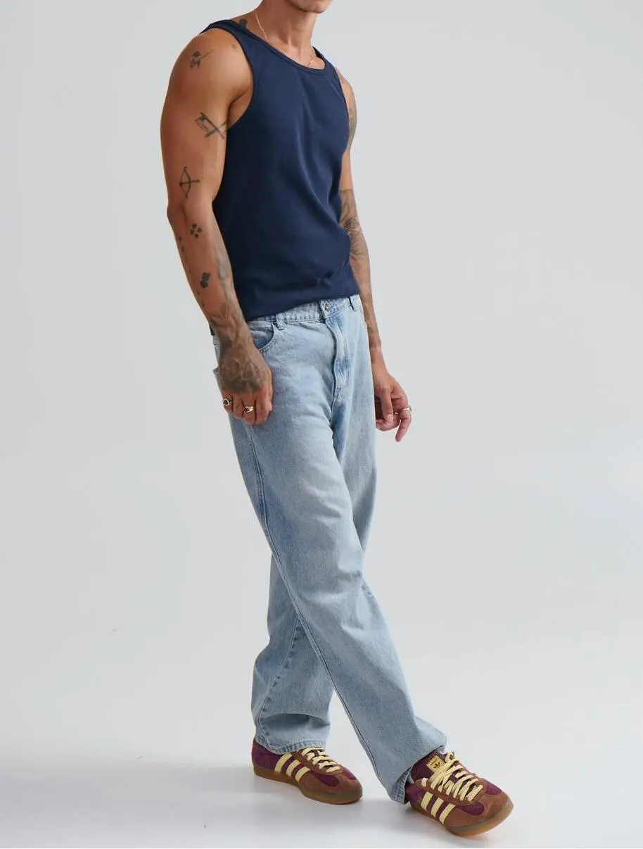 Leisure And Comfortable Versatile Navy Blue Tank Tops