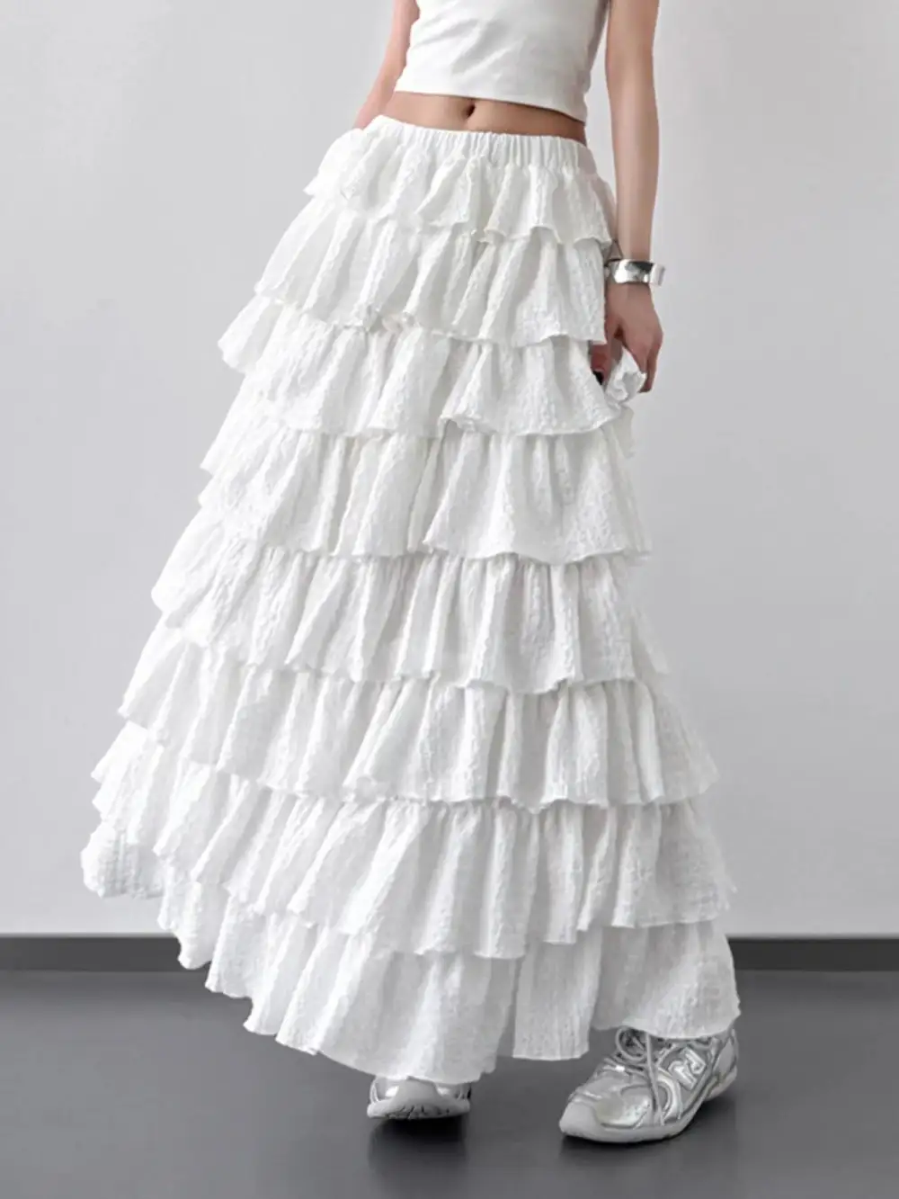 Ruffle Layered Maxi Skirt