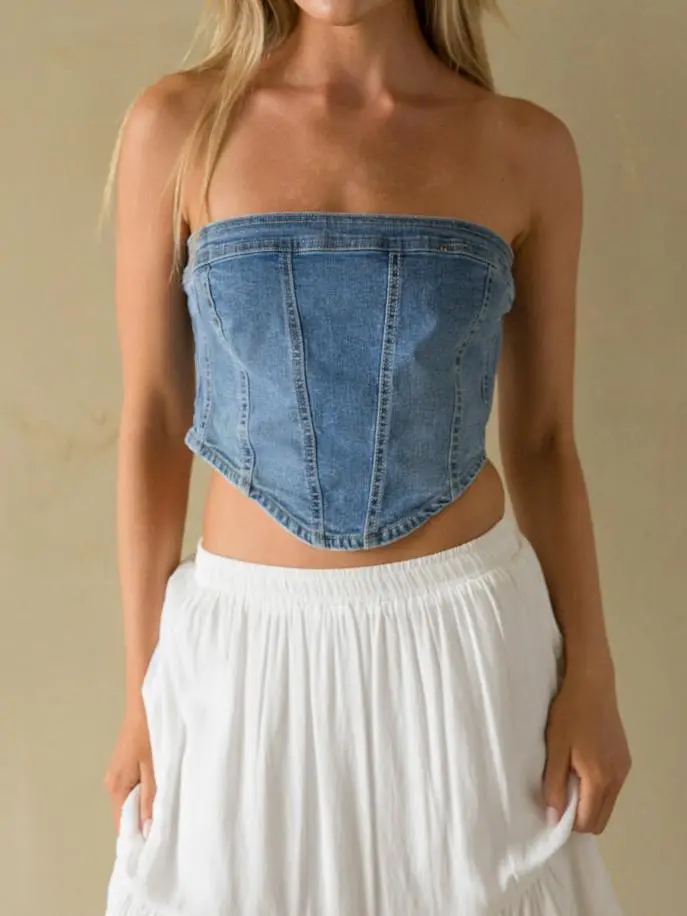 Strapless Denim Corset Top