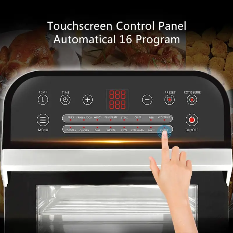 12L Air Fryer Oven, 1600W Air Fryer Oven Toaster, Rotisserie And Dehydrator with LED Digital Touchscreen 16-In-1 Countertop Oven