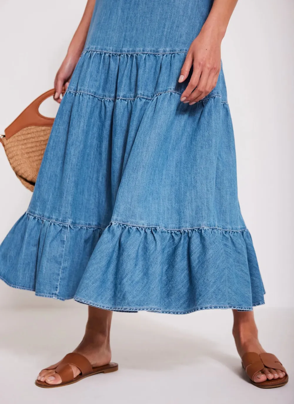 Casual Style Denim Maxi Skirt
