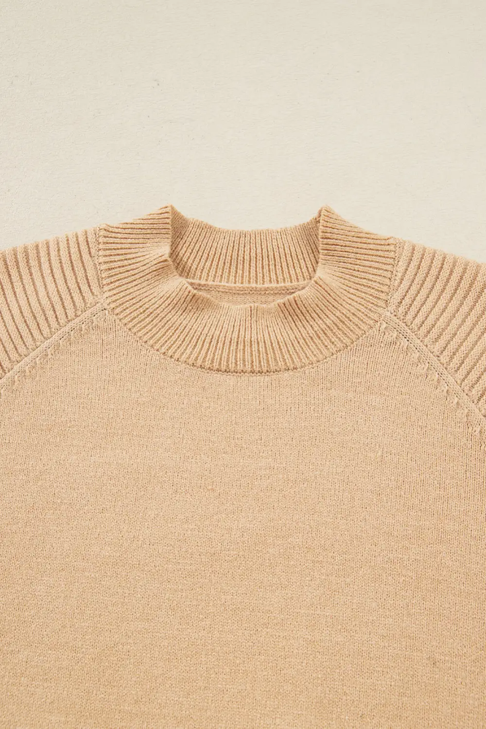 Plain Neck Puff Sleeve Detail Sweater