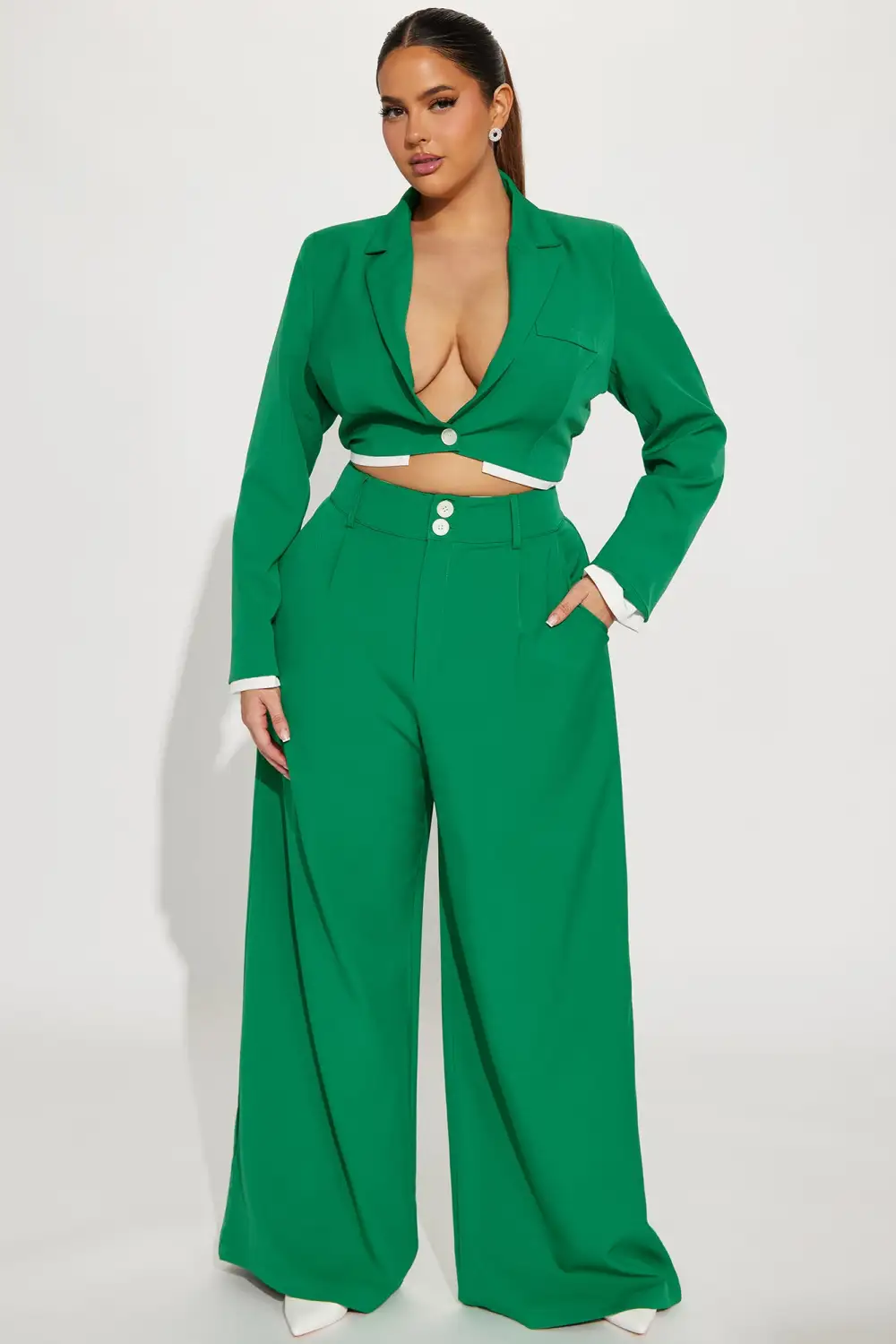 Fashionably Late Pant Set - Green