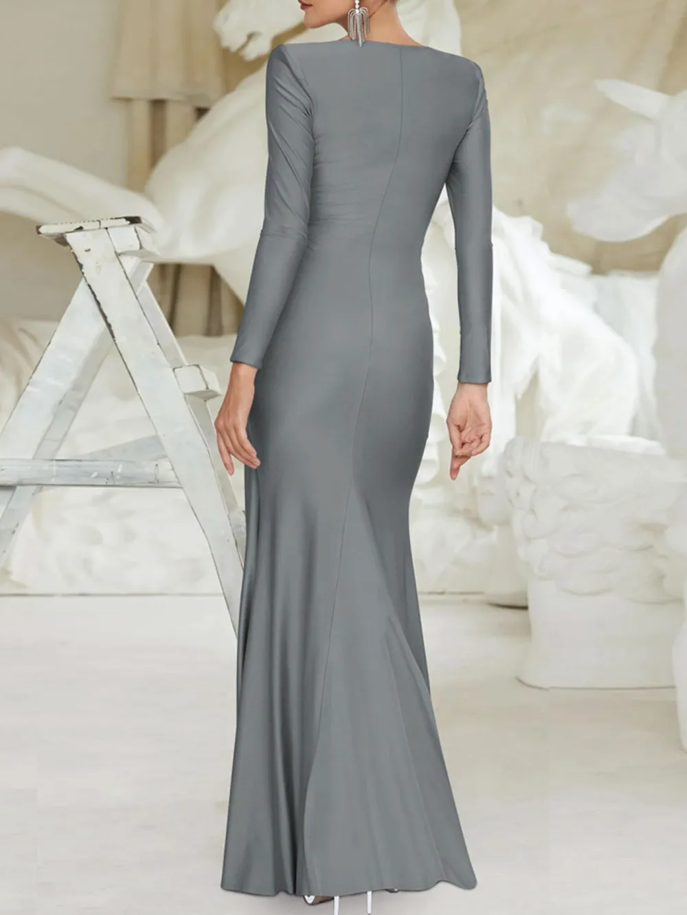 Ruched Long Sleeve Maxi Dress