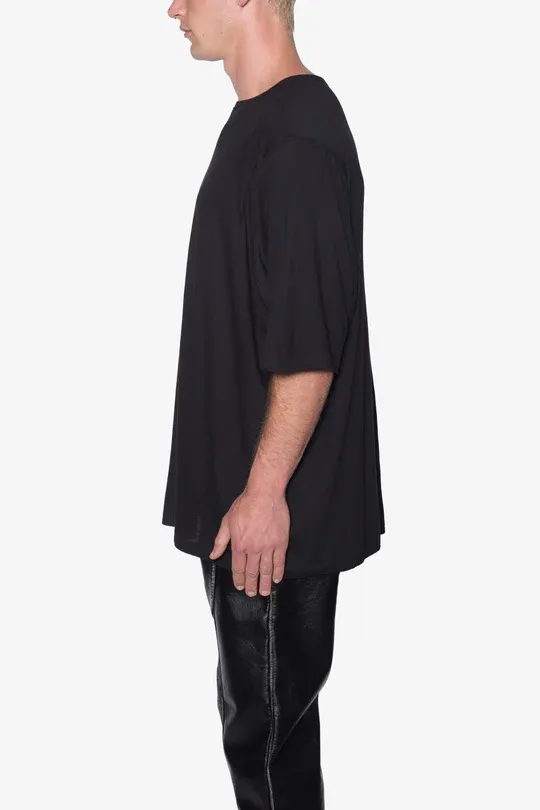 JET BLACK SHEER GAUZE T-SHIRT