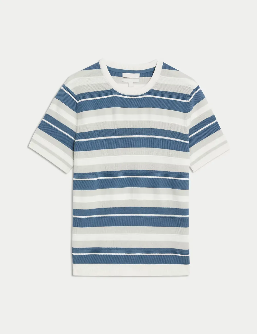 Cotton Rich Striped Crew Neck Knitted T-shirt