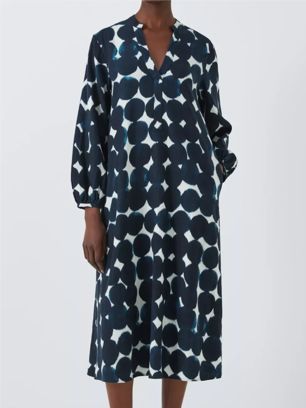 Spot Print Linen Blend Dress