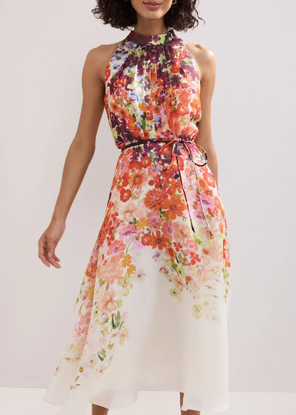 Classic And Trendy Sleeveless High-Neck Art Print Dress