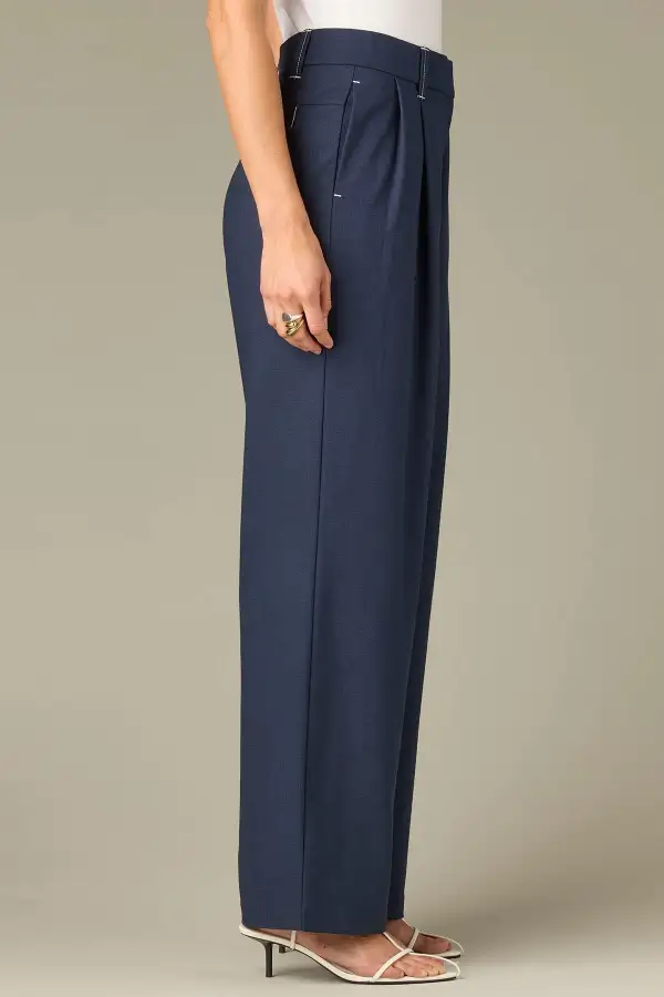 Plus Size Double Pleated Straight Leg Trousers