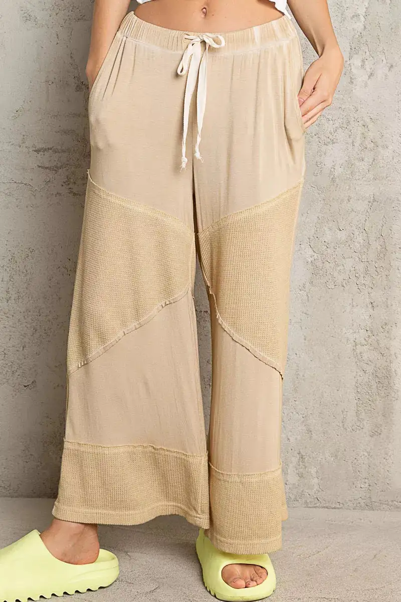 Elastic Waistband Wide Leg Pants With Drawstring