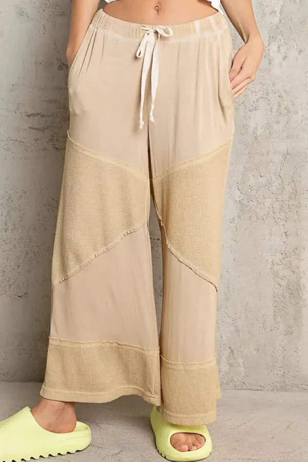 Elastic Waistband Wide Leg Pants With Drawstring