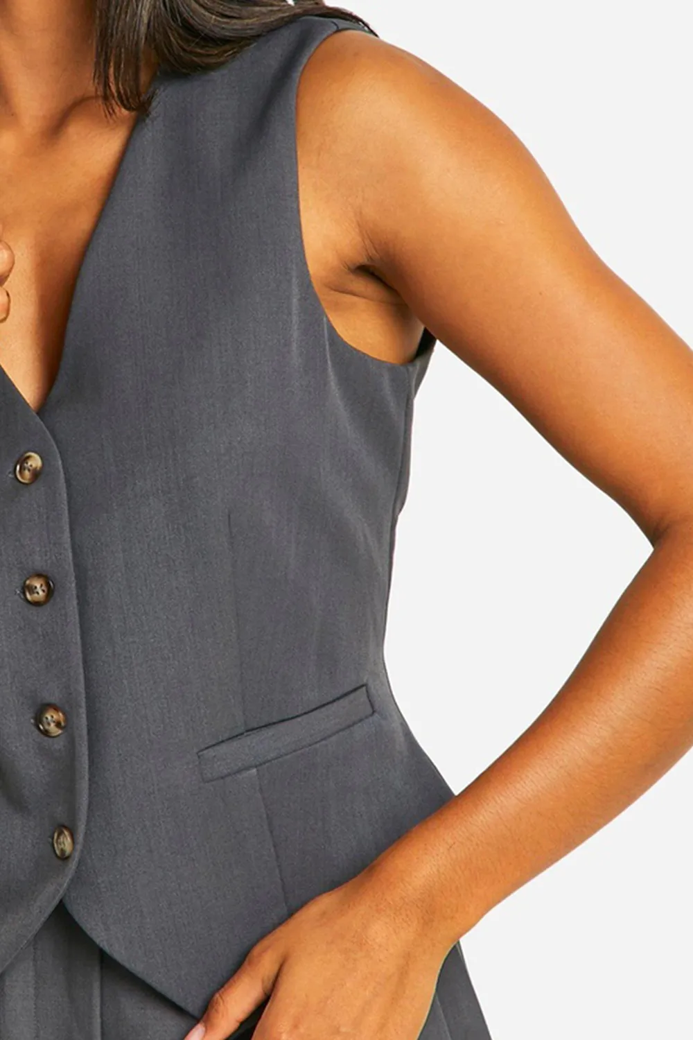 Versatile Breathable V-neck Women's Horn Button Vest