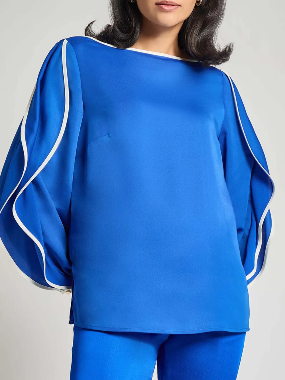 Sleeve Slit Boat Collar Shirt