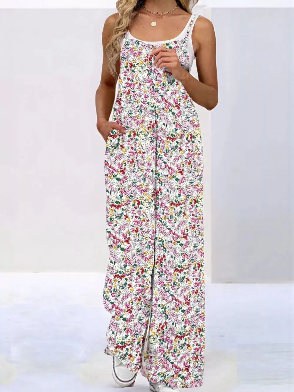 Modern Floral Wide Leg Jumpsuit