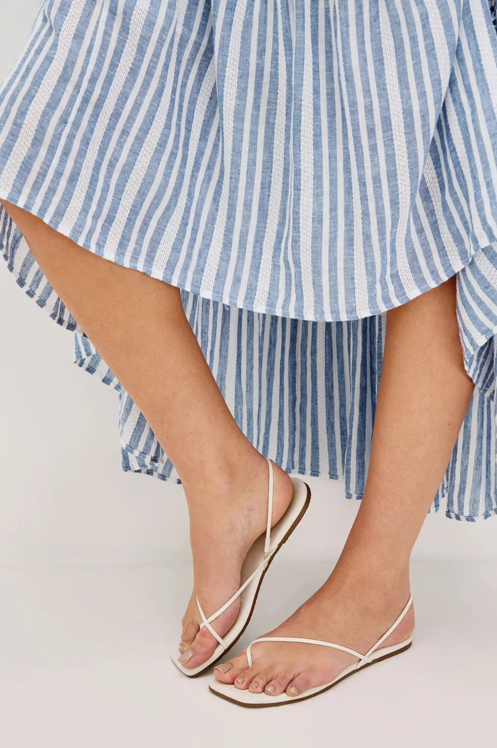 Cotton And Linen Blended Striped Dress