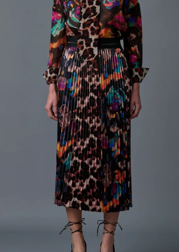 Electric Garden Pleated Skirt