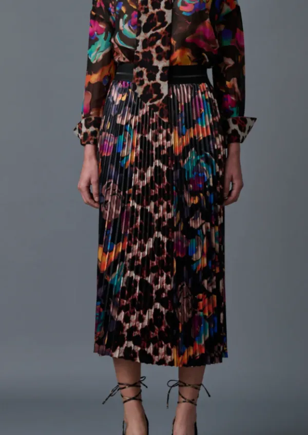 Electric Garden Pleated Skirt