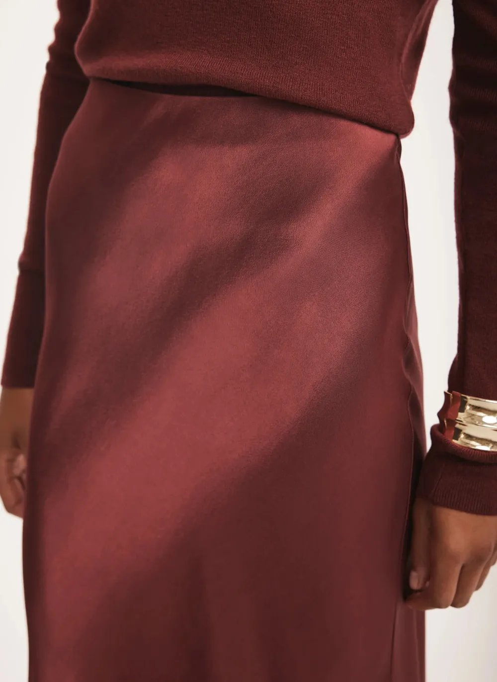 Casual Style Satin Slip Midi Skirt