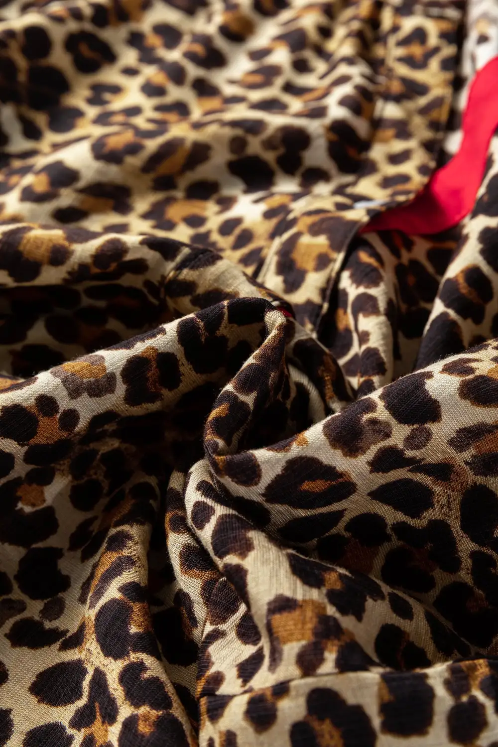 Leopard Print Ruffled V-Neck Shirt Blouse