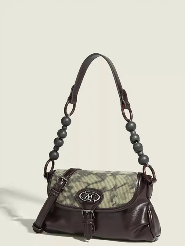 Beaded Handle Shoulder Bag