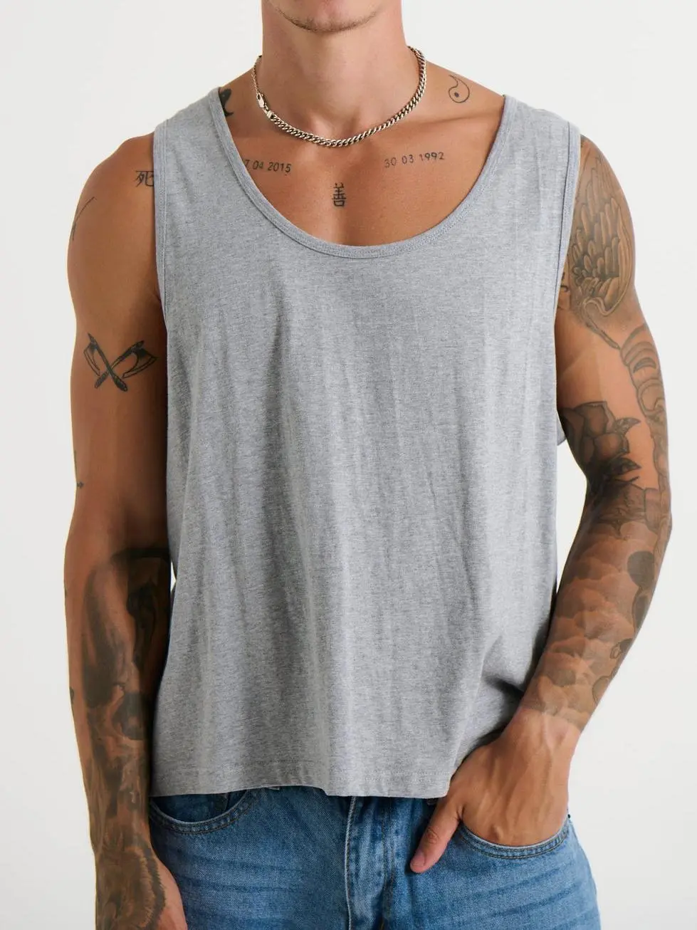 Simple And Soft Versatile Grey Tank Tops