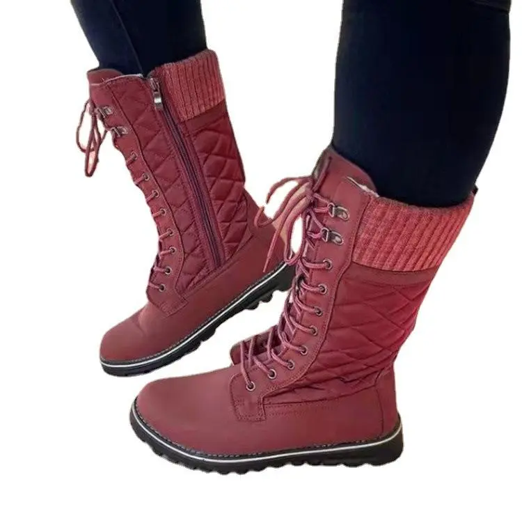 Mid-calf Lace-up Zipper Martin Boots