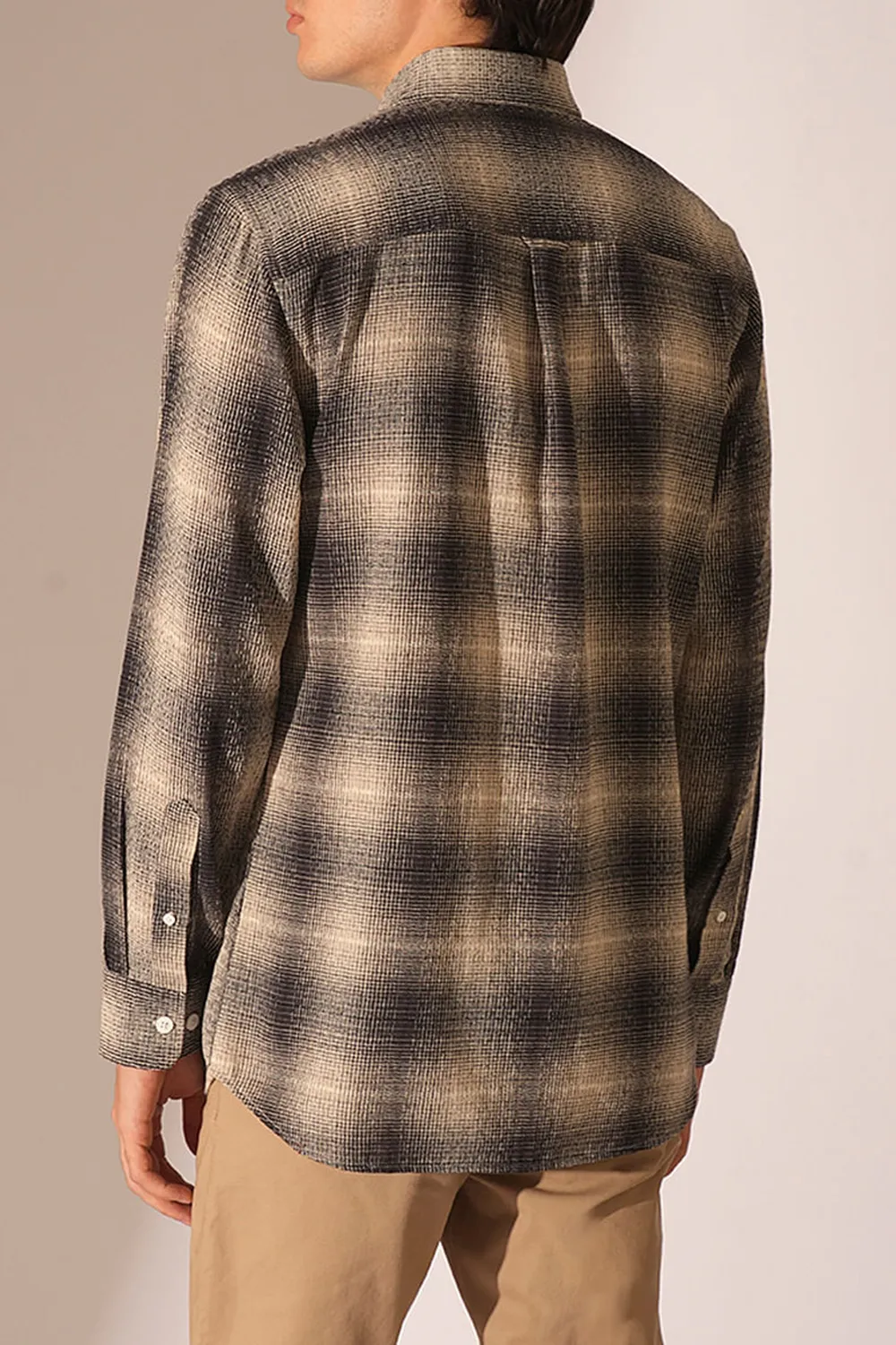 Black Beige Check Cotton Shirt