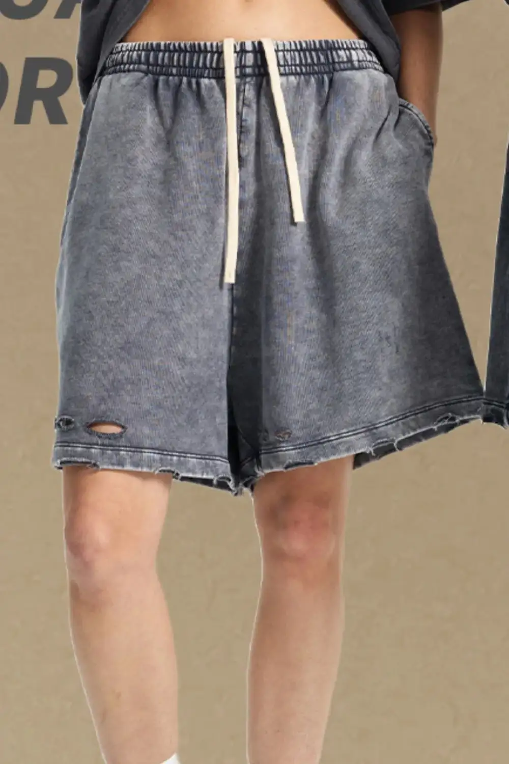 Lightweight Drawstring Cotton Blend Casual Shorts