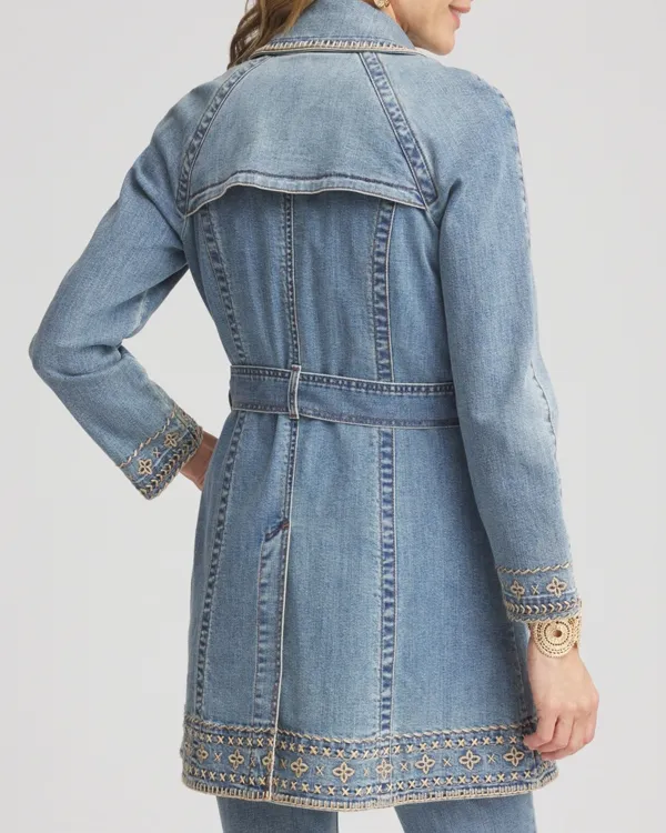 Tailored Whipstitch Denim Trench Coat