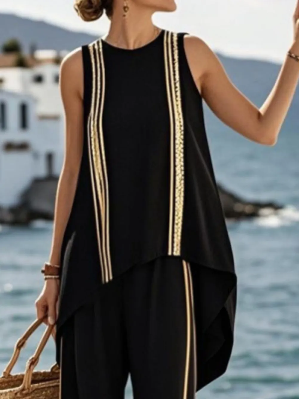 Striped Sleeveless Set