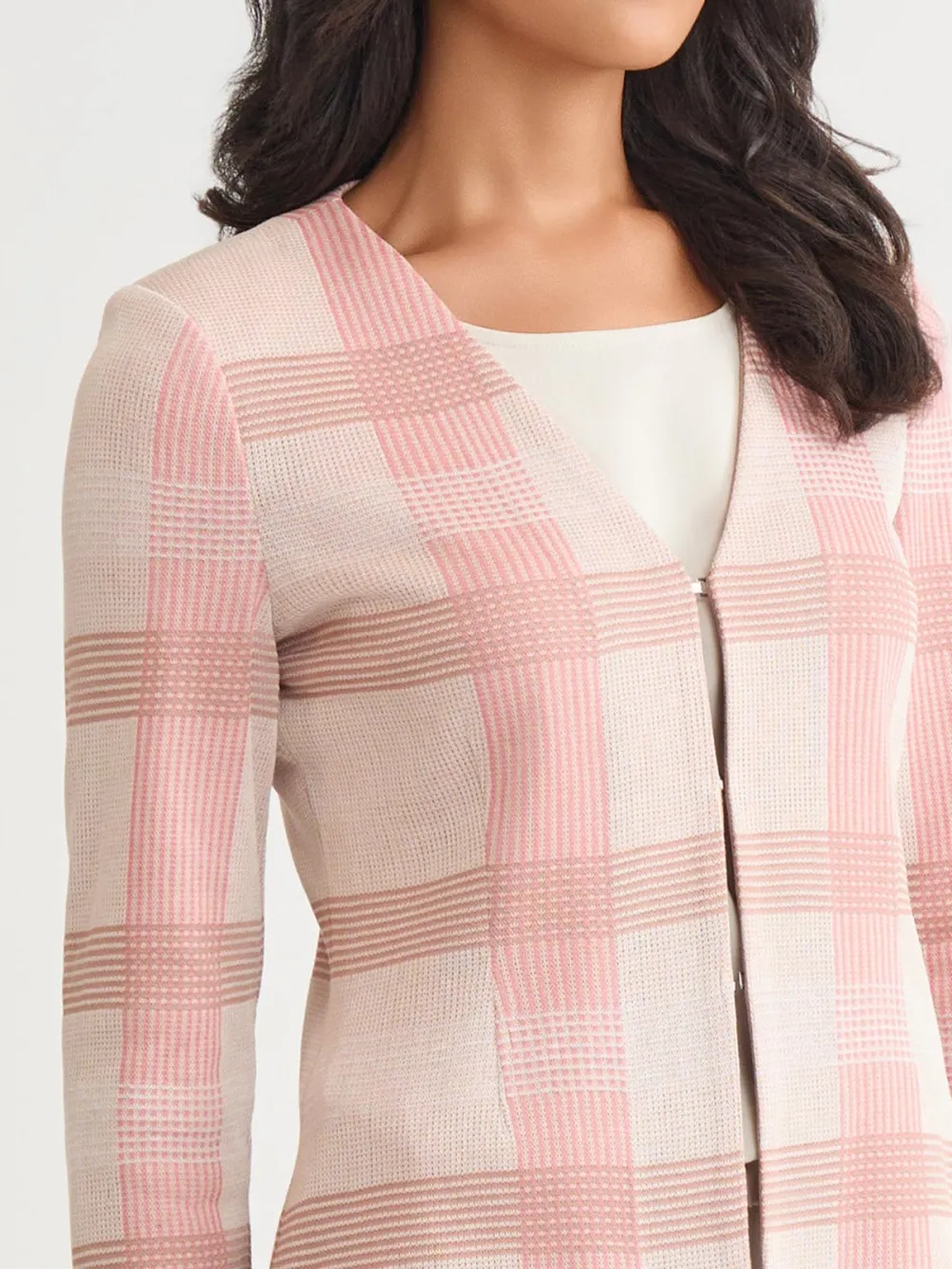 Checkered V-Neck Jacket