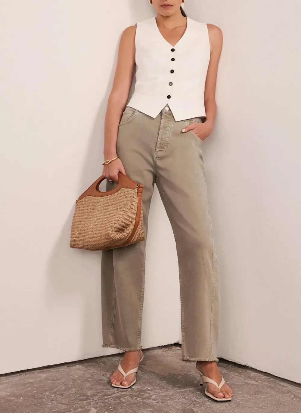 Casual Style Wide-Leg Jeans