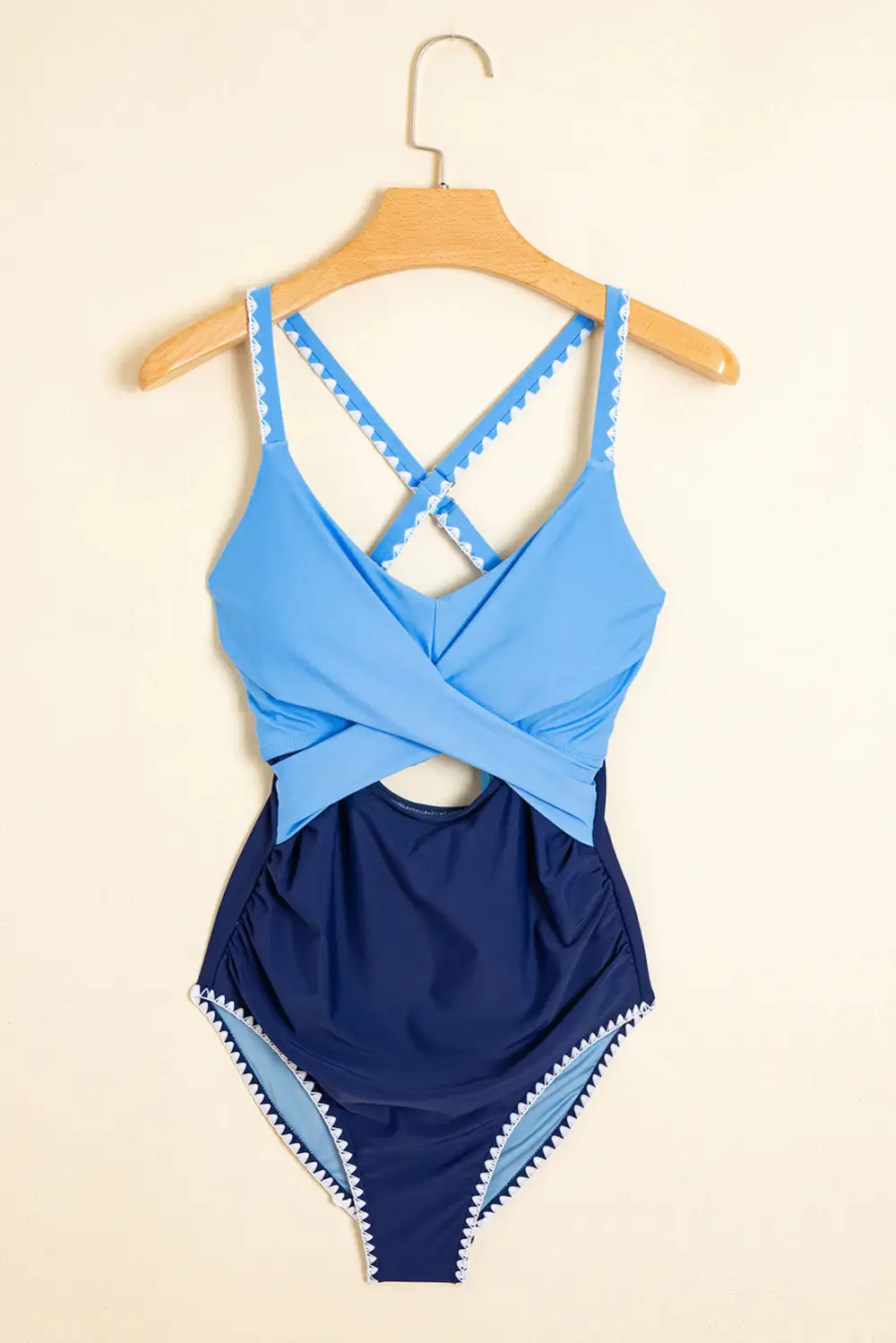 Ric Rac Trim Contrasted One Piece Swimsuit