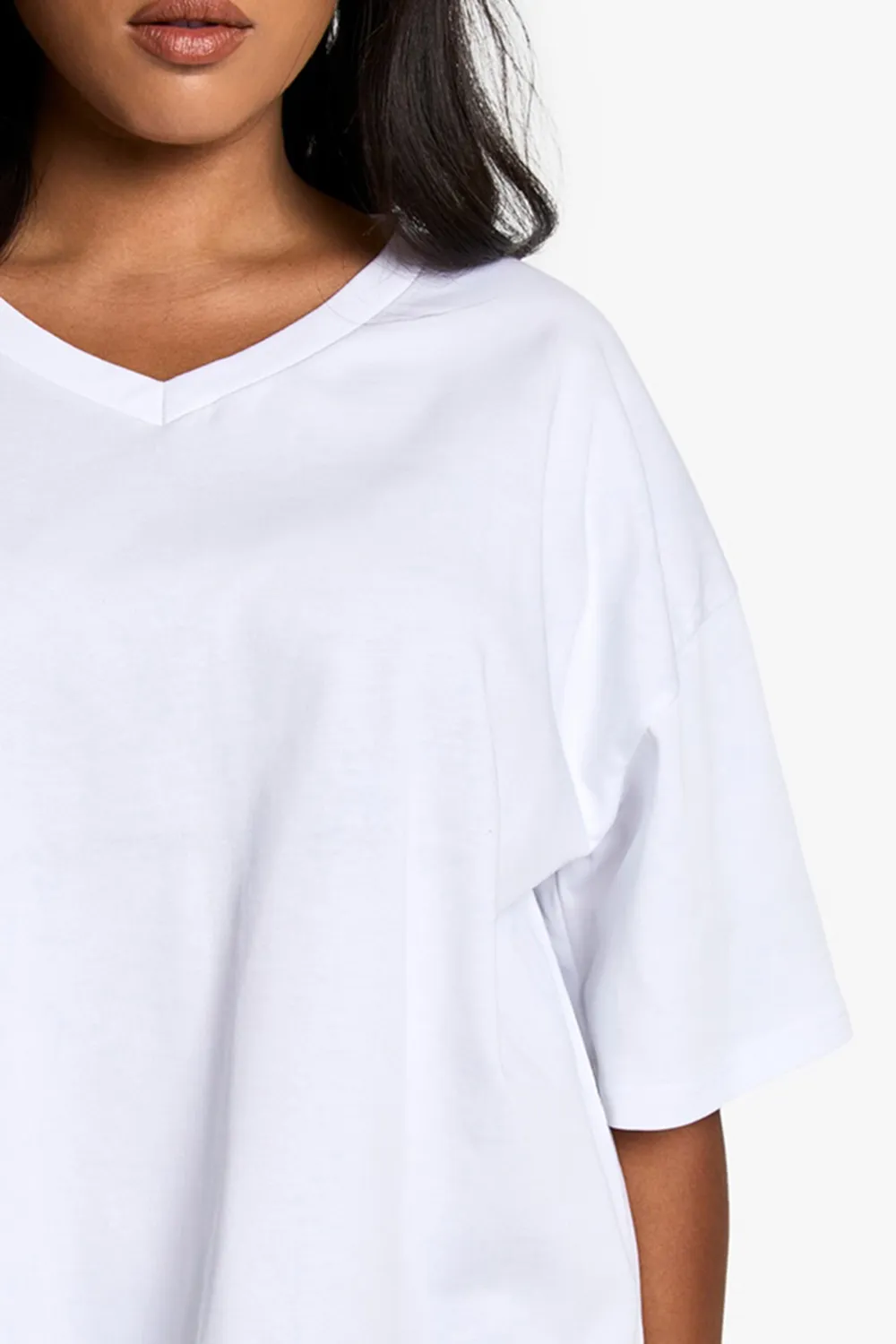 Cotton Oversized Boyfriend Style White Short-Sleeved