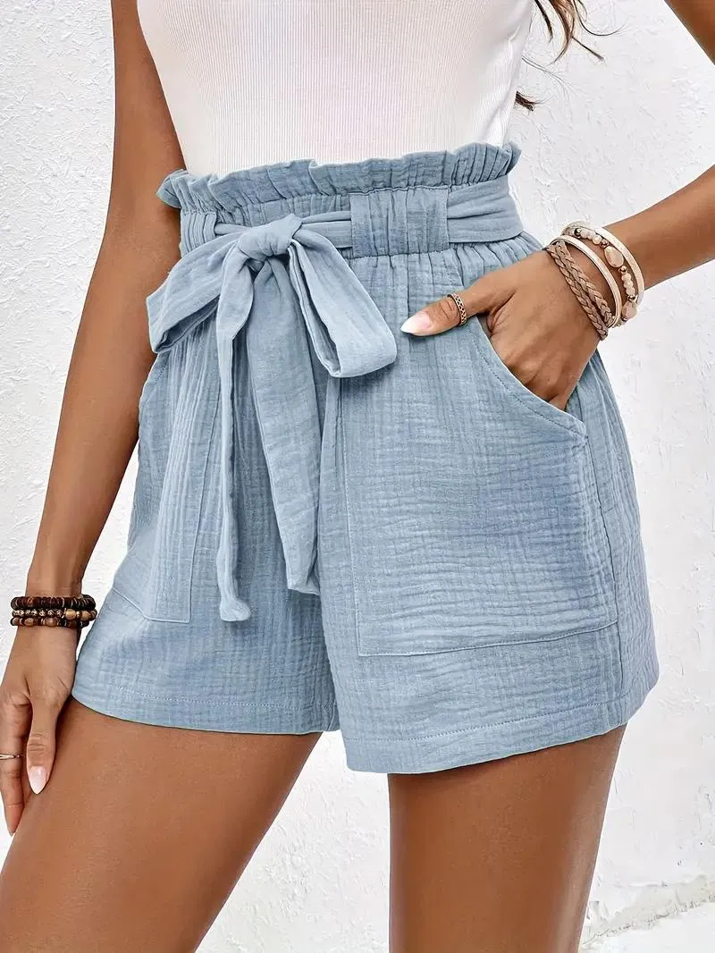 High Waisted Belted Shorts