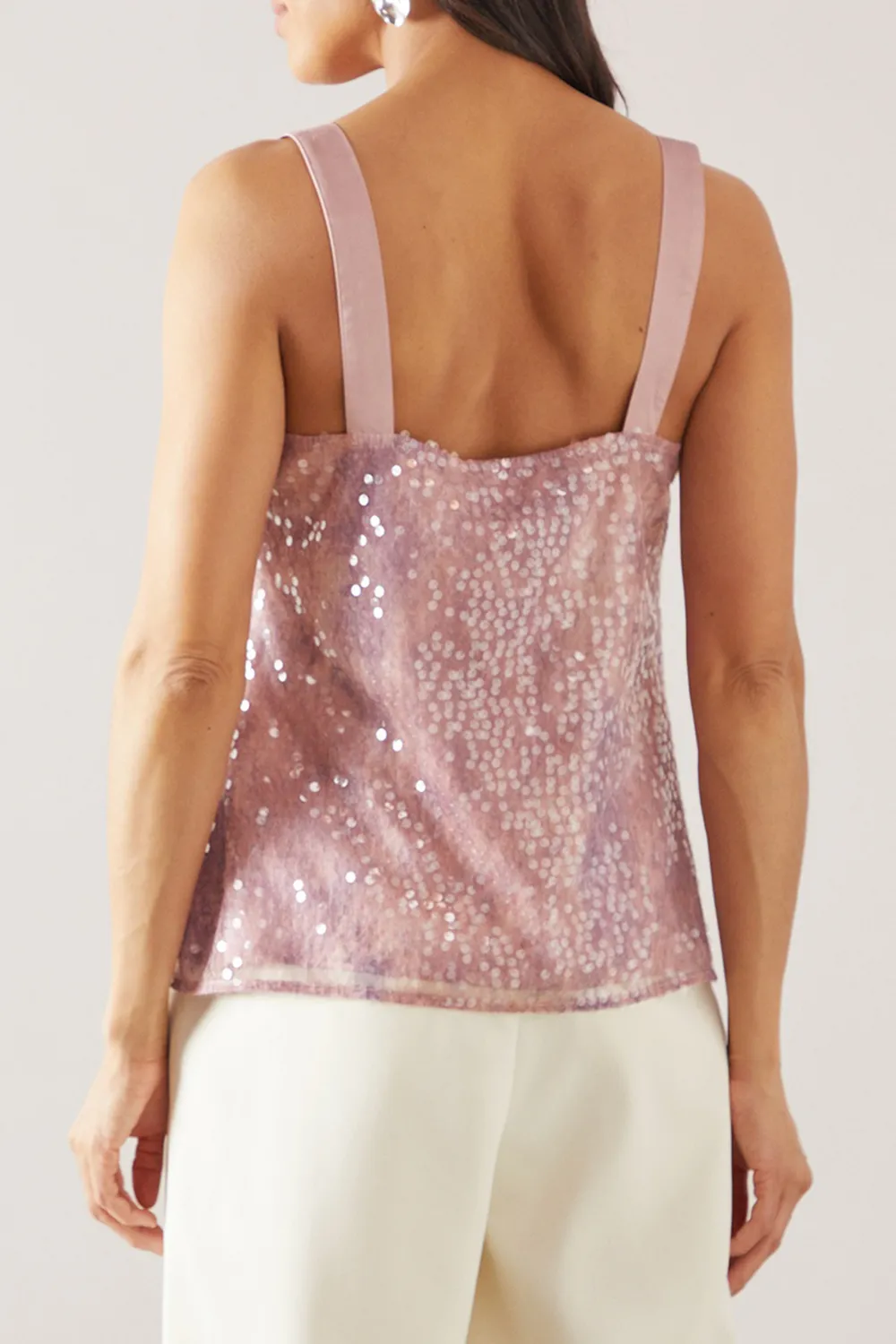 Temperament Wide Strap Sequined Ladies Vest