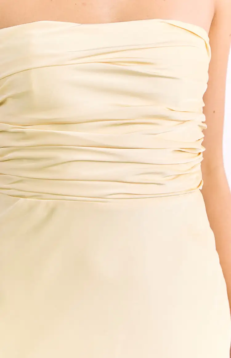 Satin Corset Strapless Flowy Maxi Dress